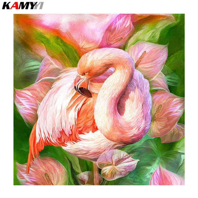 

Full Square Animal 5D DIY Diamond Painting "Pink Bird" Needlework 3D Embroidery Cross Stitch Mosaic Decor XY1