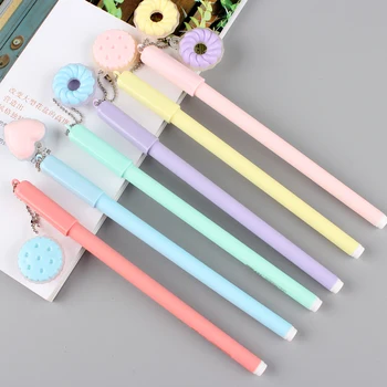 

4pcs Macaron Cookies Gel Pen Cute Heart Donuts 0.5mm Blue Color Ink Pens Gift Stationery Office School Supplies F441