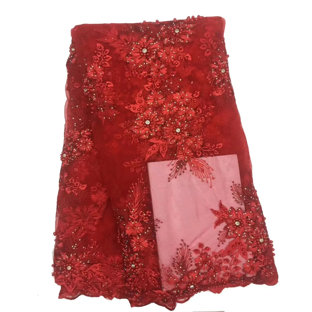 

2018 Latest High Quality Red Dress Nigerian Wedding African Lace Fabric