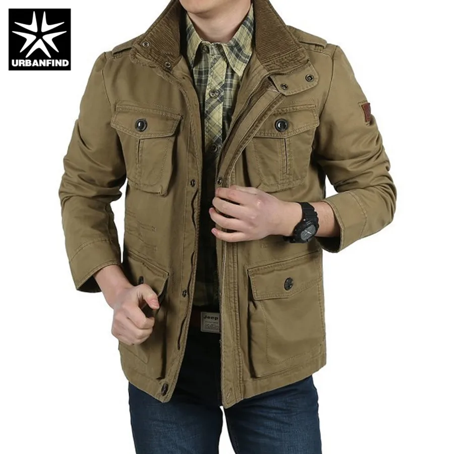 

URBANFIND Top Quality Plus Size 8XL Vintage Men Cargo Jacket 2018 Brand Winter Men Cotton Warm Coat Business Casual Windbreaker