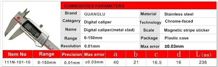 GUANGLU цифровой штангенциркуль " 0-150 мм/0,01 Электронный штангенциркуль из нержавеющей стали микрометр измерительные инструменты