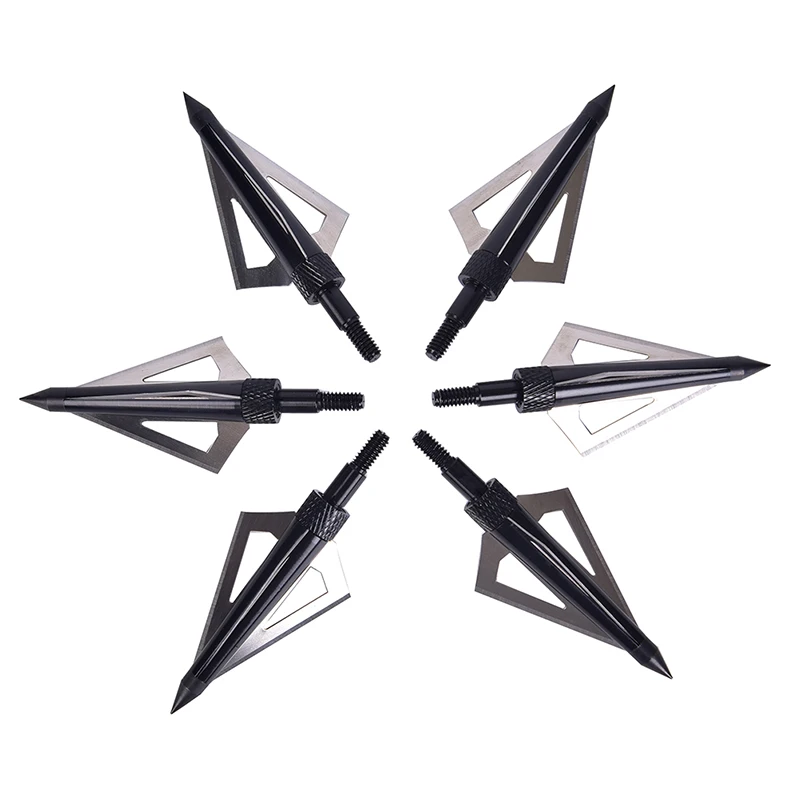 Günstige 12 stücke 3 Klingen Pfeilspitzen Schwarz Spitze Stahl Für Bogen Und Armbrust Pfeil Kopf Schießen Zubehör Jagd Jagdspitzen mit Pfeil box