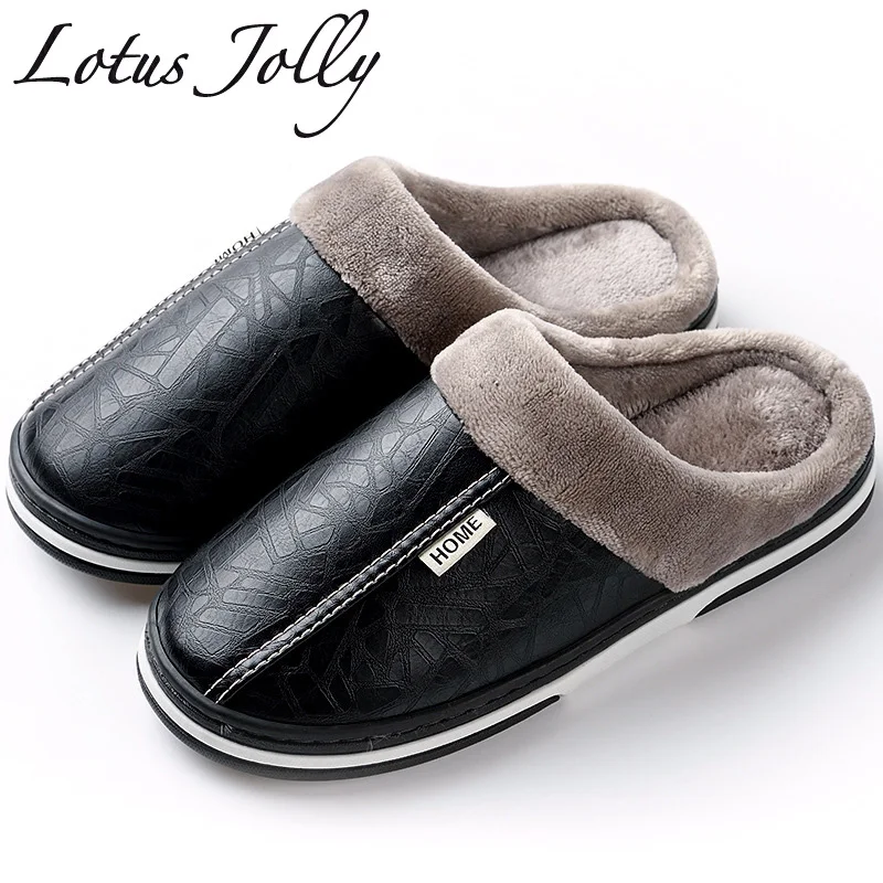 En Ligne Femmes Pantoufles D hiver Antidérapant Hiver Chaud Pantoufles D intérieur Extérieur En Cuir Pu Chaussures Femmes Couple Unisexe Zapatillas Mujer