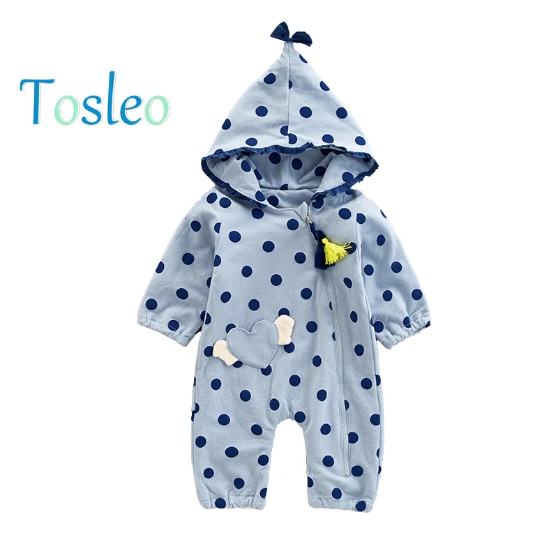 

2018 Tosleo Baby Polka Dot Sweet Baby Rompers Child Boy Costume Sweet Baby Clothes Baby Girl Overalls Blue Purple