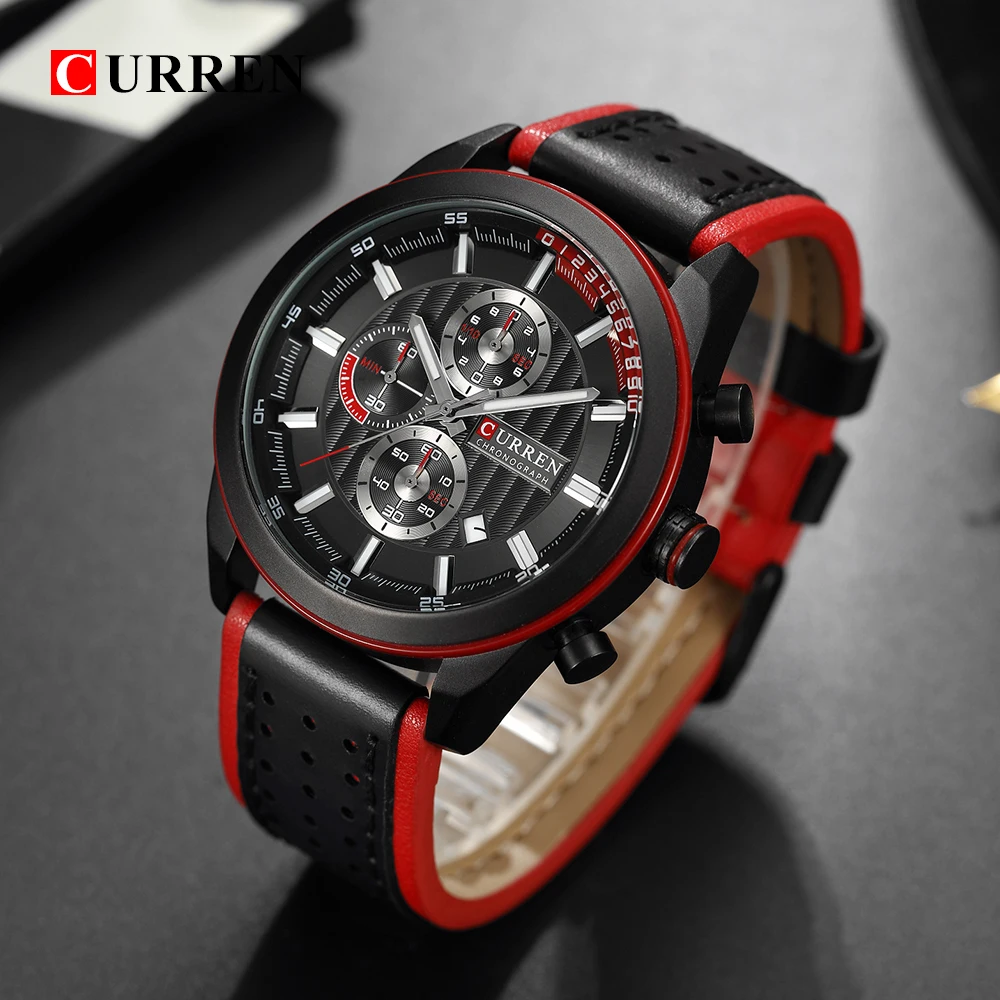 Для мужчин часы Элитный бренд CURREN Multi Функция Для мужчин s Спорт Кварцевые часы человек Водонепроницаемый кожа Бизнес часы мужские наручные