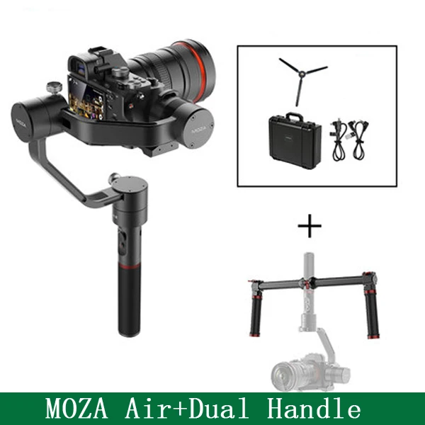MOZA Air 3 оси ручной карданный стабилизатор двойной ручной захват 360 градусов неограниченное вращение для sony A7 серии Canon EOS 5D Mark - Цвет: with handle