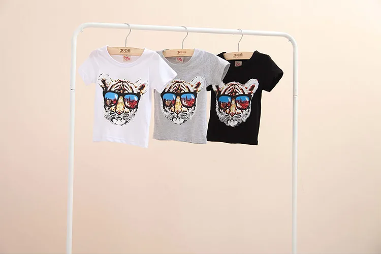 2018 Summer Male Female Baby Child Boy Tiger Animal T-Shirt Short-Sleeve Top  (9)