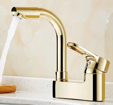 New Arrivals Water tap Dual Hole Bathroom Basin Faucet Gold Water Mixer Tap bathroom sink faucet High Quality  Bathroom faucet