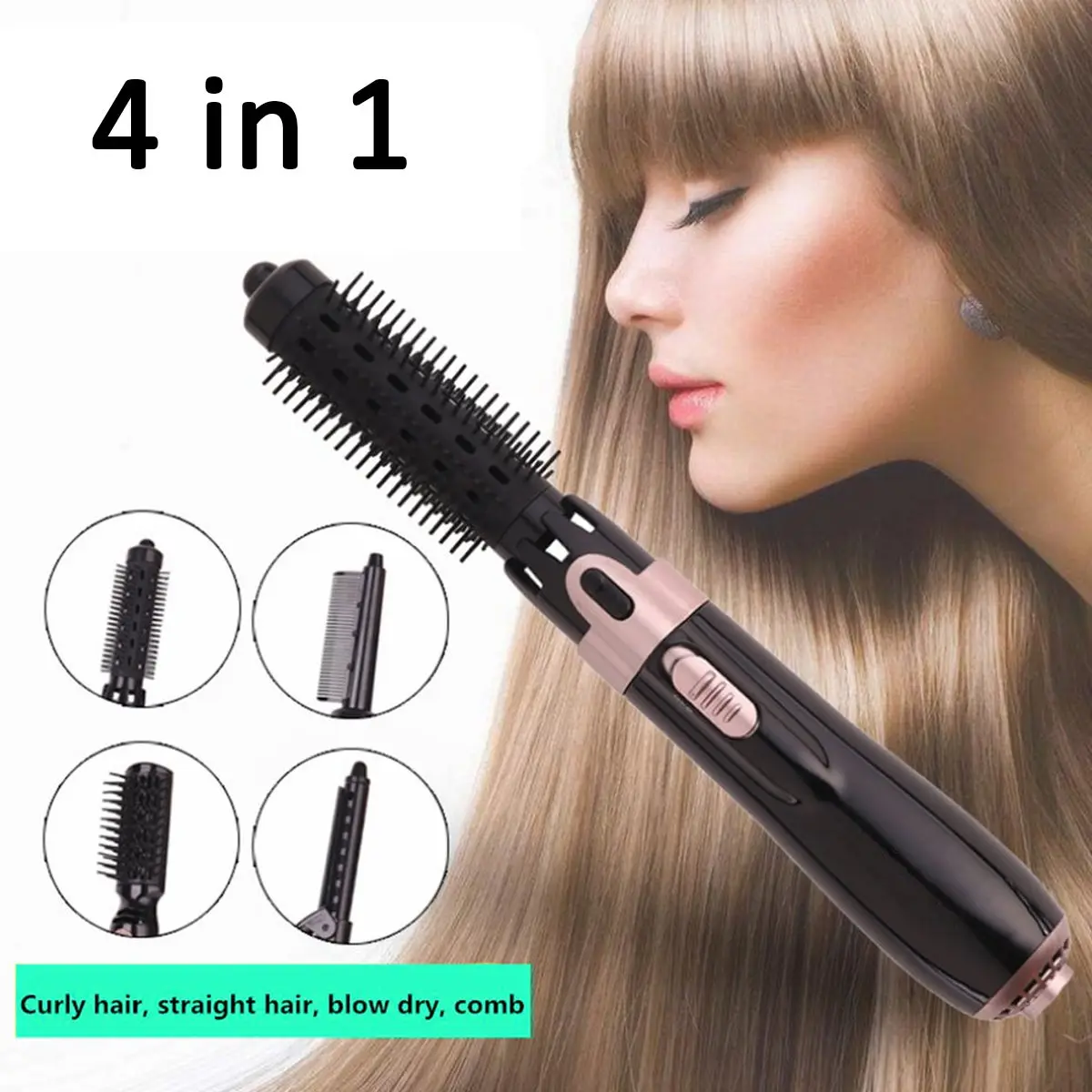 

4 In1 Electric Air Hair Dryer Curler Straightener Brush Comb Styling Tool Multifunction Electric Blow Dryer Hair Brush Roller