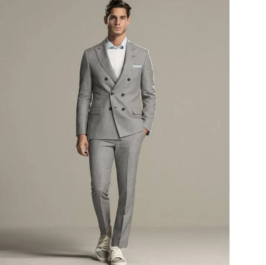 Latest Designs Light Gray Double Breasted Groom Tuxedos Italian ... Latest Designs Light Gray Double Breasted Groom Tuxedos Italian ...