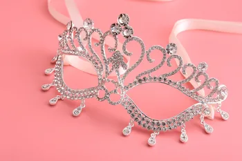 

Rhinestone Royal Venetian Masquerade Eye Mask Wedding Bridal Prom Party Masks Silvery Alloy Ball Mask W8779