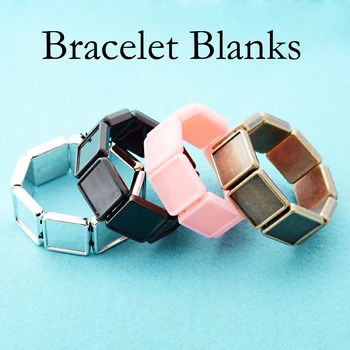 

5 pcs - Square Charm Bracelet Blank, Elastic 20mm Bracelet Setting, Stretchy Bracelet Bezel, Handmade Blank Bracelet for DIY