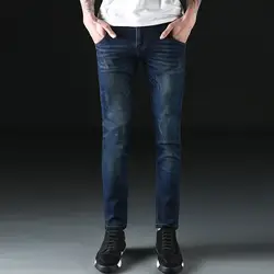 2018 осенние мужские новые джинсовые повседневные обтягивающие джинсы мужские однотонные длинные брюки из смесового хлопка на молнии Fly