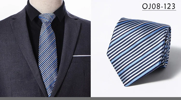 YISHLINE Модные мужские s 8 см галстуки Классический галстук синий для мужчин полосы Пейсли красный Жених Галстук Свадебная вечеринка аксессуары OEM - Цвет: OJ08-123