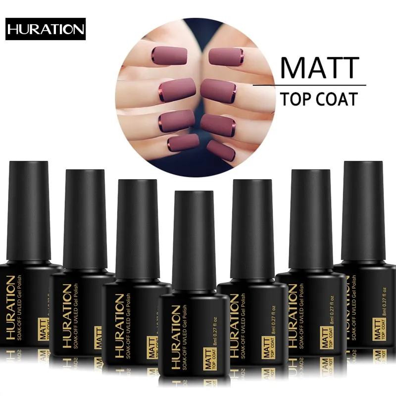 

Huration 1pcs Nail Art Matt Gel Polish Top Lacquer Long Lasting UV LED Soak Off Matt Top Coat Gel Nails Polish Gellak Varnish