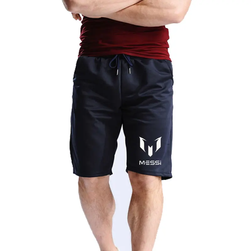 Новые летние высококачественные мужские брендовые хлопковые мужские повседневные шорты с принтом в виде Месси, пляжные крутые Бермуды, мужские шорты