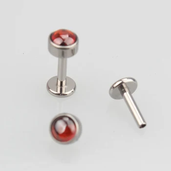 

Titanium G23 Natural Stone Garnet Red 16g Labret Lip Ear Cartilage Helix Stud Lip Piercing Body Jewelry