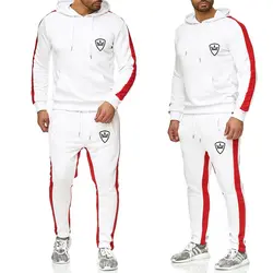 Для мужчин новый спортивный костюм толстовки Флисовая теплая толстовка + треники комплект Беговые брюки для мужчин спортивный костюм homme 2019