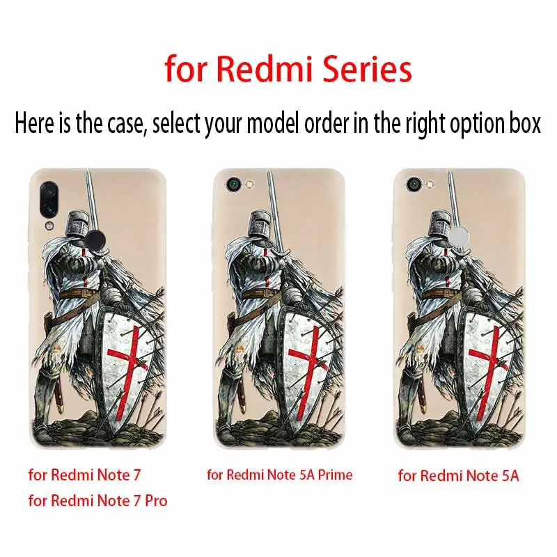 Модный мягкий ТПУ чехол средневекового рыцаря для Xiaomi Redmi 9a 8a 7a 6a 5a Note 9 8 7 6 5 Pro 8t