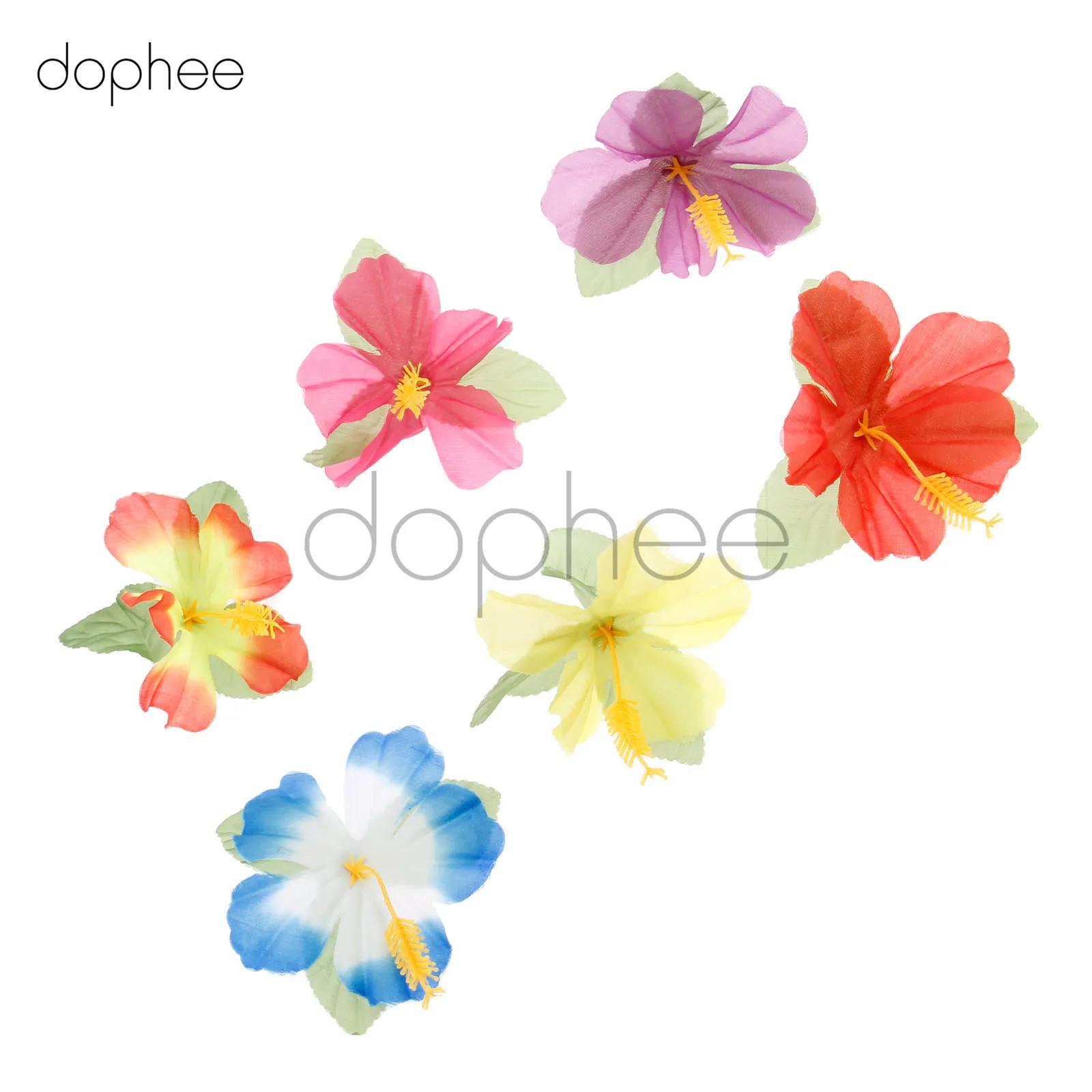 Dophee 72pcs Plastic Polyester Artificial Lifelike Hibiscus Flowers