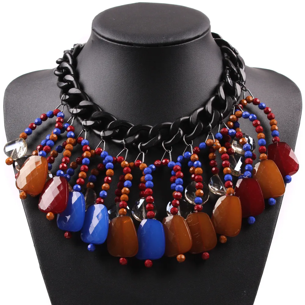 chunky black bead necklace