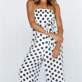 

Plus Size 2018 Casual Hot Sexy Rompers Womens Dot Jumpsuit Summer Beach Fashion Jumpsuit