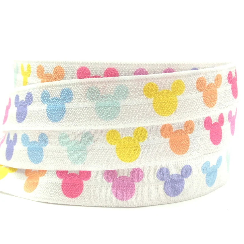 

Hot Sale Colorful cat Print Fold Over Elastic 5/8" White FOE Ribbon 10Yards for Hair Tie Hair Accessories wholesale