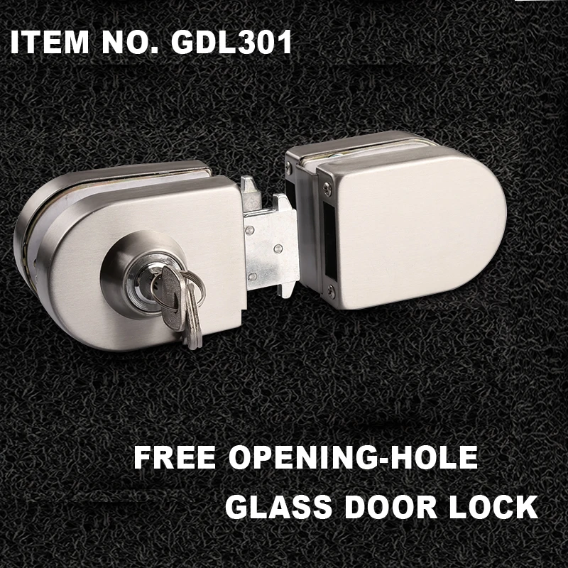 FREE OPENING-HOLE GLASS DOOR LOCK SUIT FOR DOUBLE OPENING DOOR DOUBLE FACE LOCK