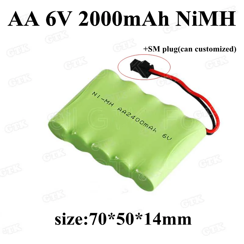 2pcs rechargeable aa 2000mah nimh 6v battery pack for 6v 2000mah power
