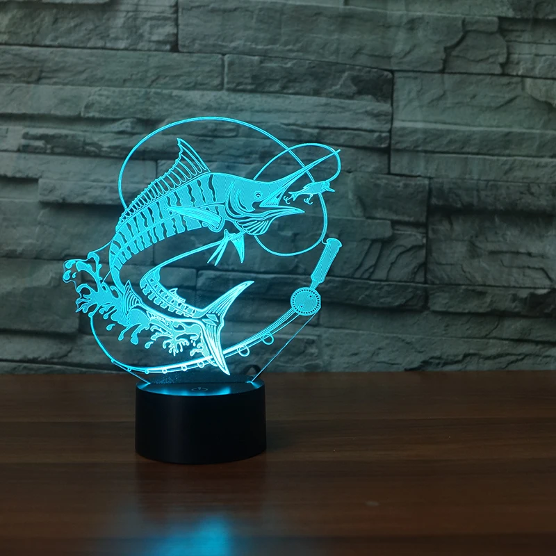 Светодиодная 3d лампа для рыбалки ночсветильник с питанием от USB и сенсорным