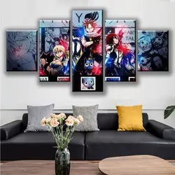 Стены книги по искусству холст рамки HD печатает плакат 5 шт. аниме Fairy Tail воин живопись для спальни Главная Декоративные Модульная картина