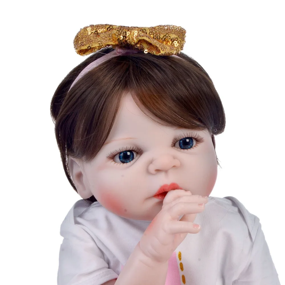 

23" Full Silicone Reborn Girl Baby Doll Toys Lifelike modeling infant dolls baby reborn play house toys bonecas lol princess