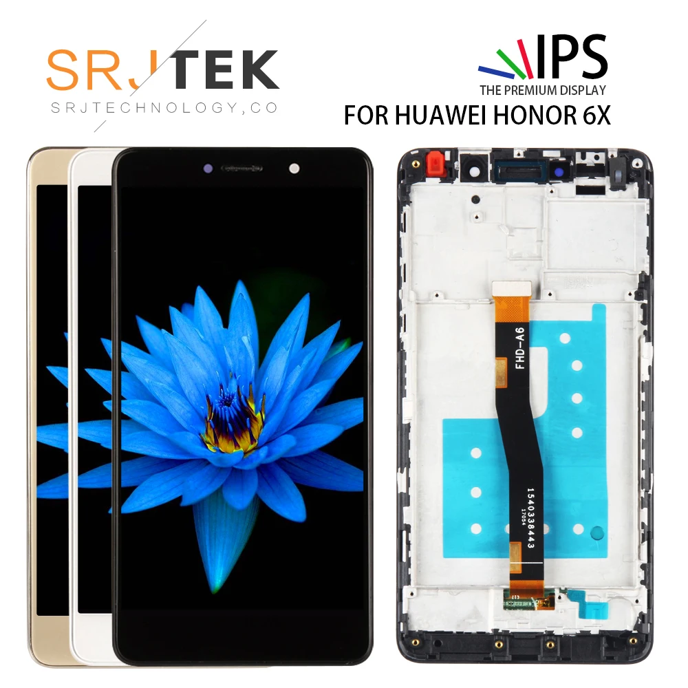 

For Huawei Honor 6X LCD GR5 2017 Display Touch Screen Digitizer BLN L24 AL10 L21 L22 Honor6X Huawei Honor 6X LCD With Frame