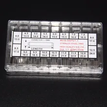 36 различных размер от 4,0~ 24 мм Диаметр 1,1 мм Нержавеющая сталь часы Pin комплект