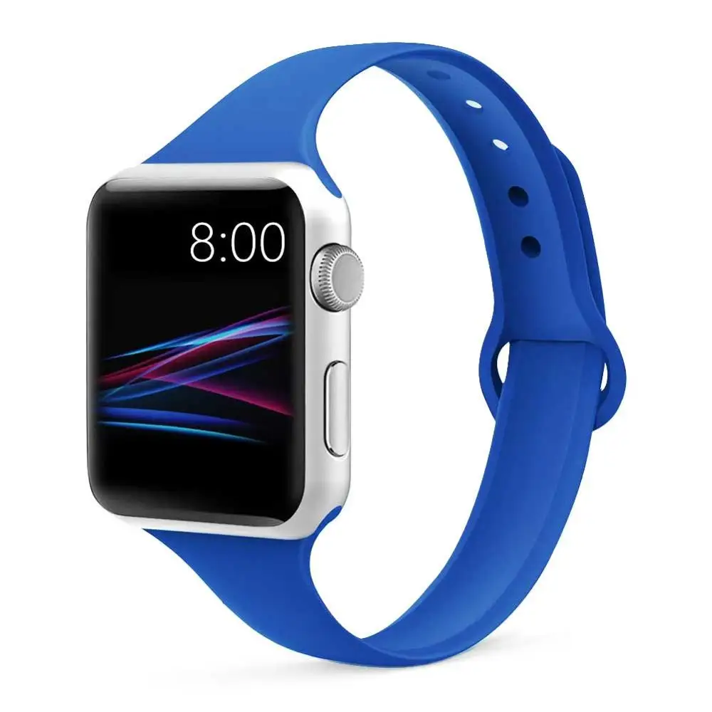 Ремешок для apple watch 5 4 ремешок 44 мм 40 мм apple watch 3 2 1 ремешок iwatch 42 мм 38 м тонкий силиконовый браслет pulseira correa - Цвет ремешка: royal blue 4