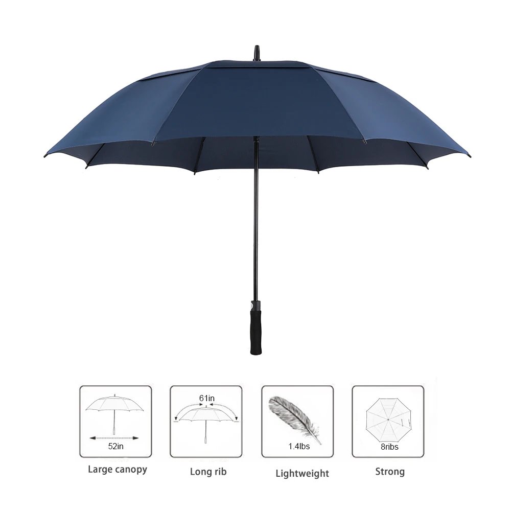 Us 18 59 20 Off Tomshoo 61 Inch Oversized Automatic Auto Open Golf Umbrella Outdoor Extra Large Double Canopy Ventilated Stick In