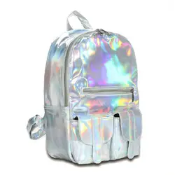 2019 Лидер продаж Мода Голограмма Рюкзак для школьников Женская Лазерная серебряный цвет голографическая сумка DF111