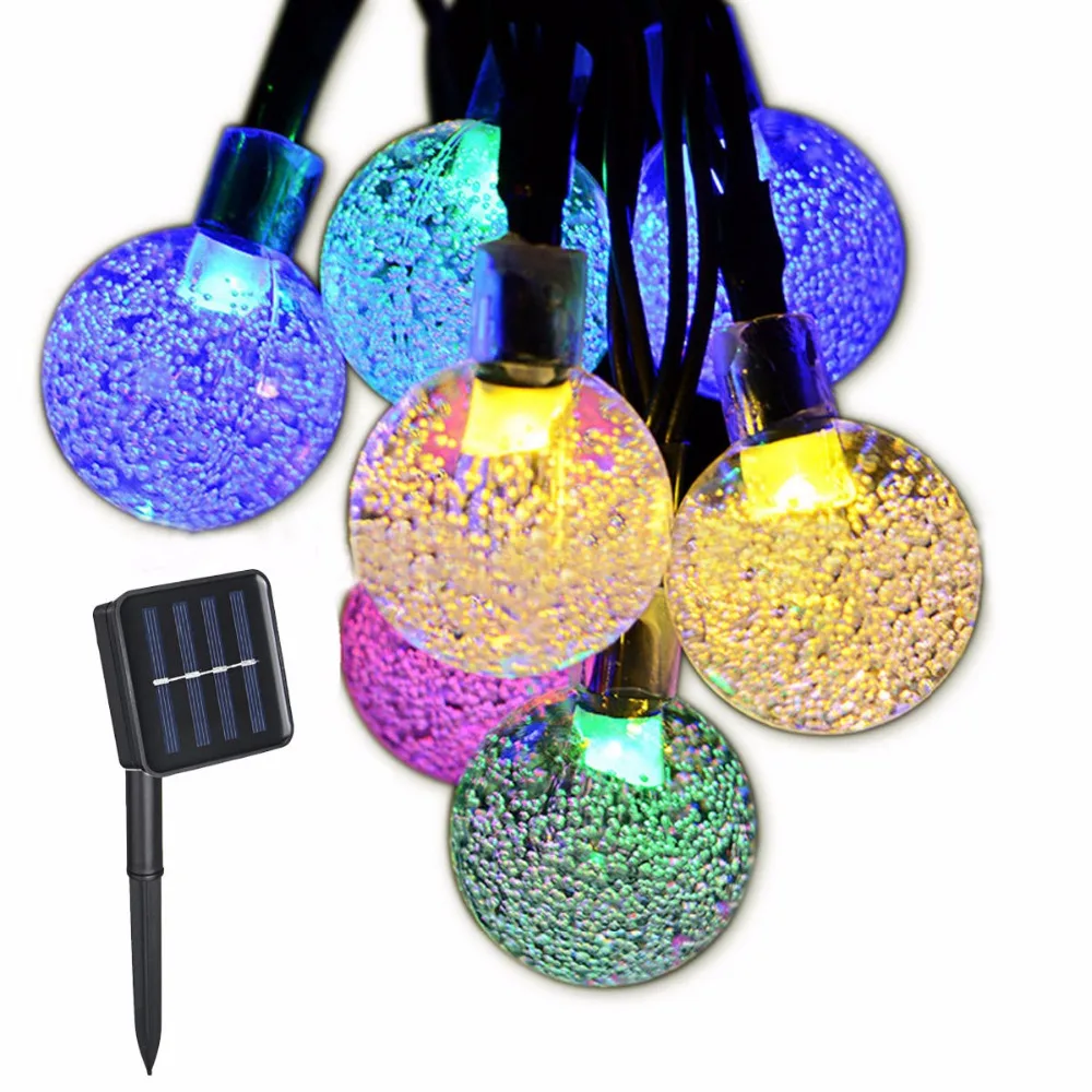Solar Powered 6M30LEDS Waterproof Solar Crystal Ball Fairy String Light For Garden Christmas Wedding Party Decor Holiday