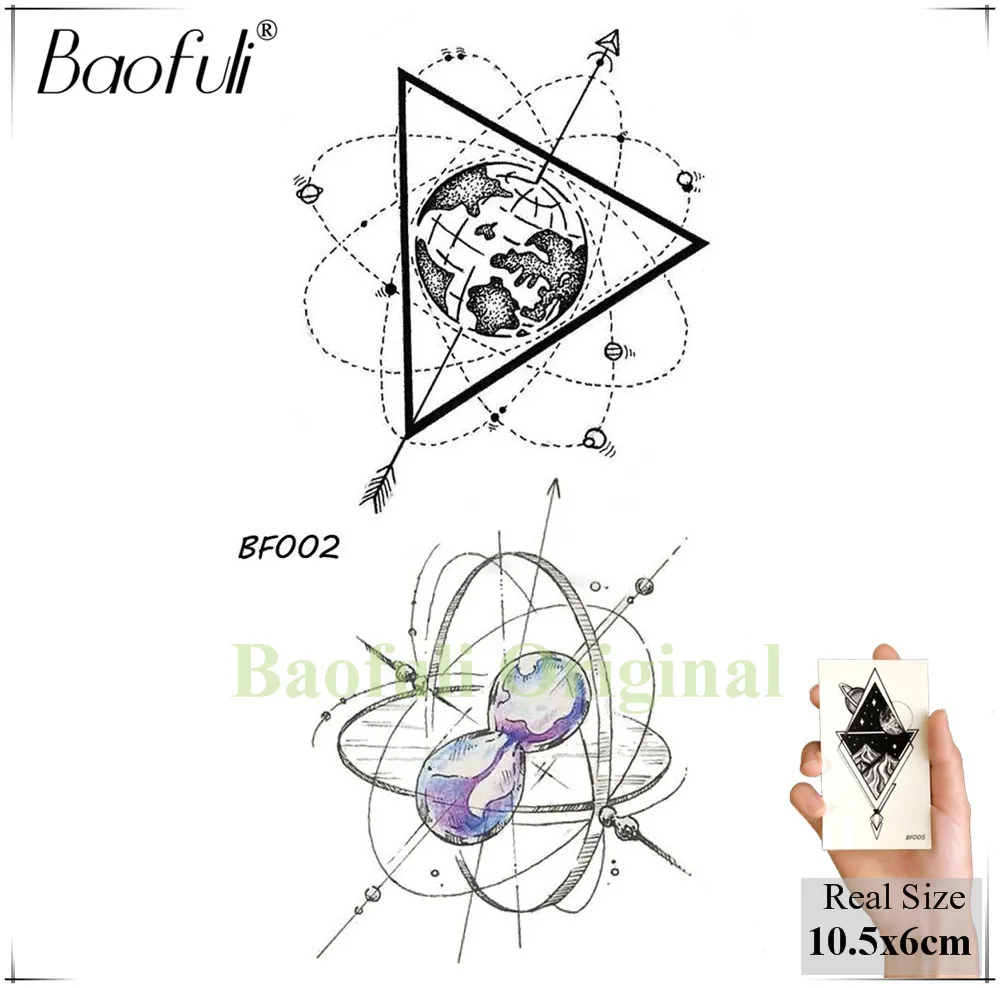 Baofuli, водостойкая Временная наклейка, Геометрическая планета, медуза, татуировка, черный треугольник, татуировки для тела, рука, мужские фальшивые татуировки, цепи - Цвет: BBF002