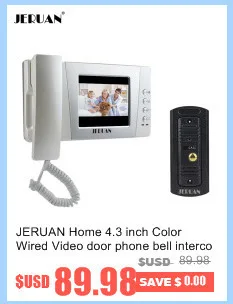 JERUAN домашний проводной дешевый 4,3 дюймовый ЖК цветной видео-телефон двери дверной звонок Домофон ИК камера ночного видения