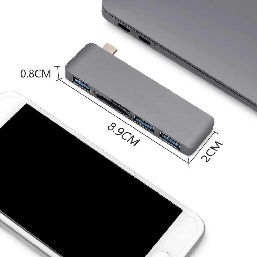 Usb type C концентратор 5 в 1 USB-C адаптер с SD/Micro SD картридеры USB 3,0 порт USB 2,0 порт для нового Macbook Pro Air A1932