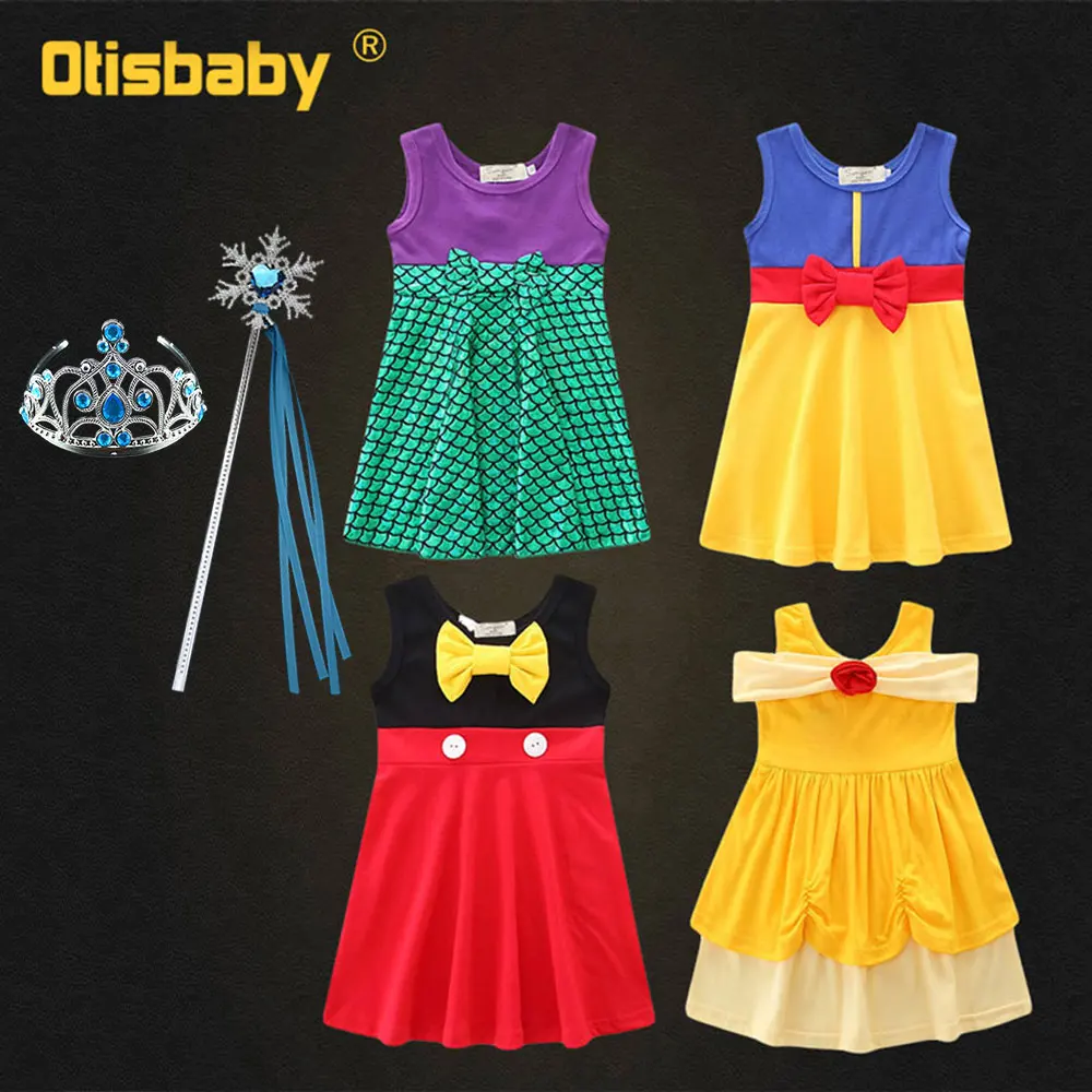 

2019 Fancy Girl Snow White Princess Dress Kids Birthday Party Ball Gown Suspender Infant Belle Toddler Cotton Ariel Costume Baby