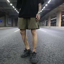 Европейские и американские высокие уличные стильные однотонные спортивные шорты с разрезом и длинными завязками уличные повседневные шорты в стиле хип-хоп