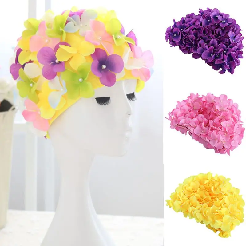 

Swimming Cap 6 Colors Flowers Design Cap Delicate Personalized Three-dimensional Petal Swimming Caps For Long Hair Sale