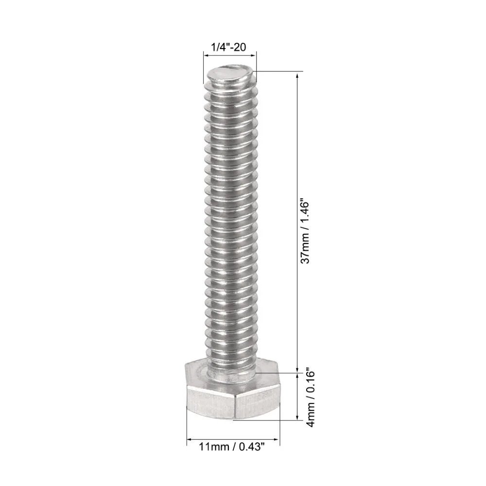 UXCELL 10 шт. болты 1/4-20x1-1/2 "304 Нержавеющая сталь шестигранный винт с головкой болт, крепеж сборки корабля Оборудование для связи болты