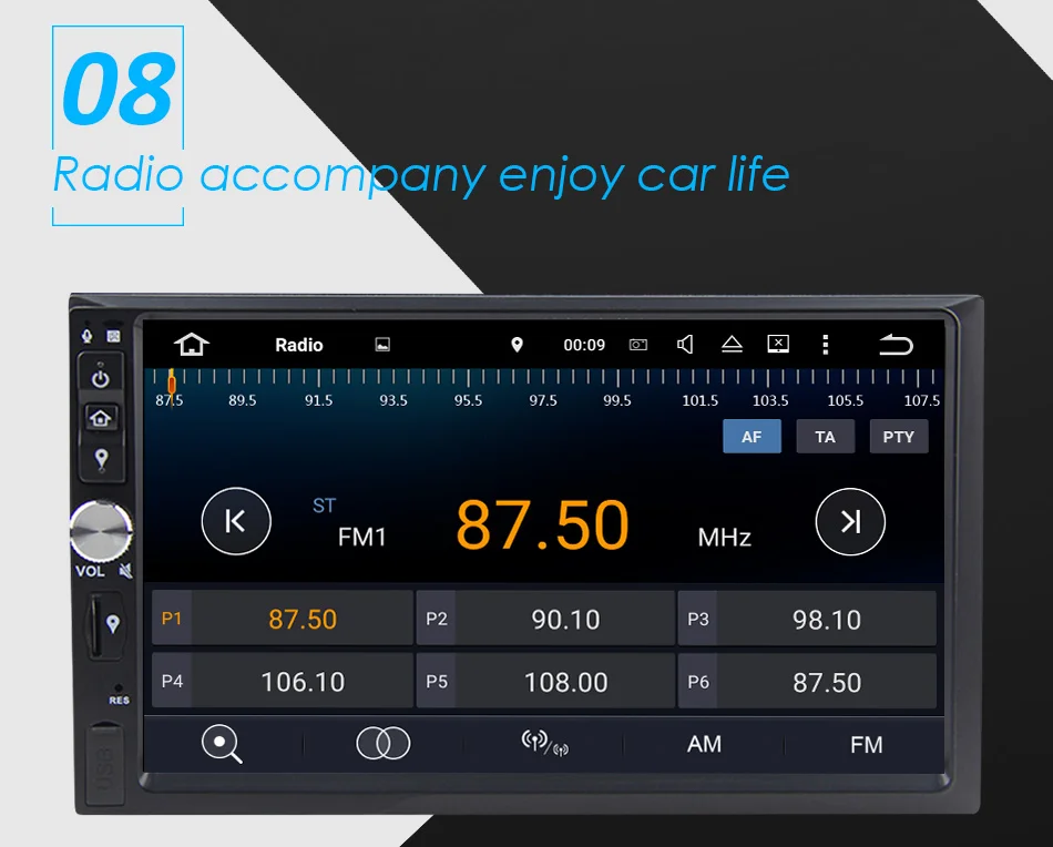 Best Eunavi 2 Din 7 inch Android 9.0 Car Radio Stereo Multimedia GPS Navigation TDA7851 WiFi Bluetooth 1024*600 touch Screen no dvd 14
