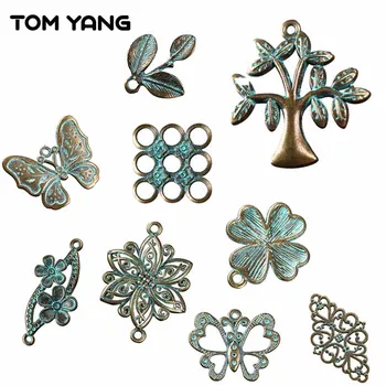 

1Pack Antique Green Vintage Metal Charm&Pendant Life Tree/Butterfly/Leaf Craft Connector Charms DIY Necklace Jewelry Making Gift