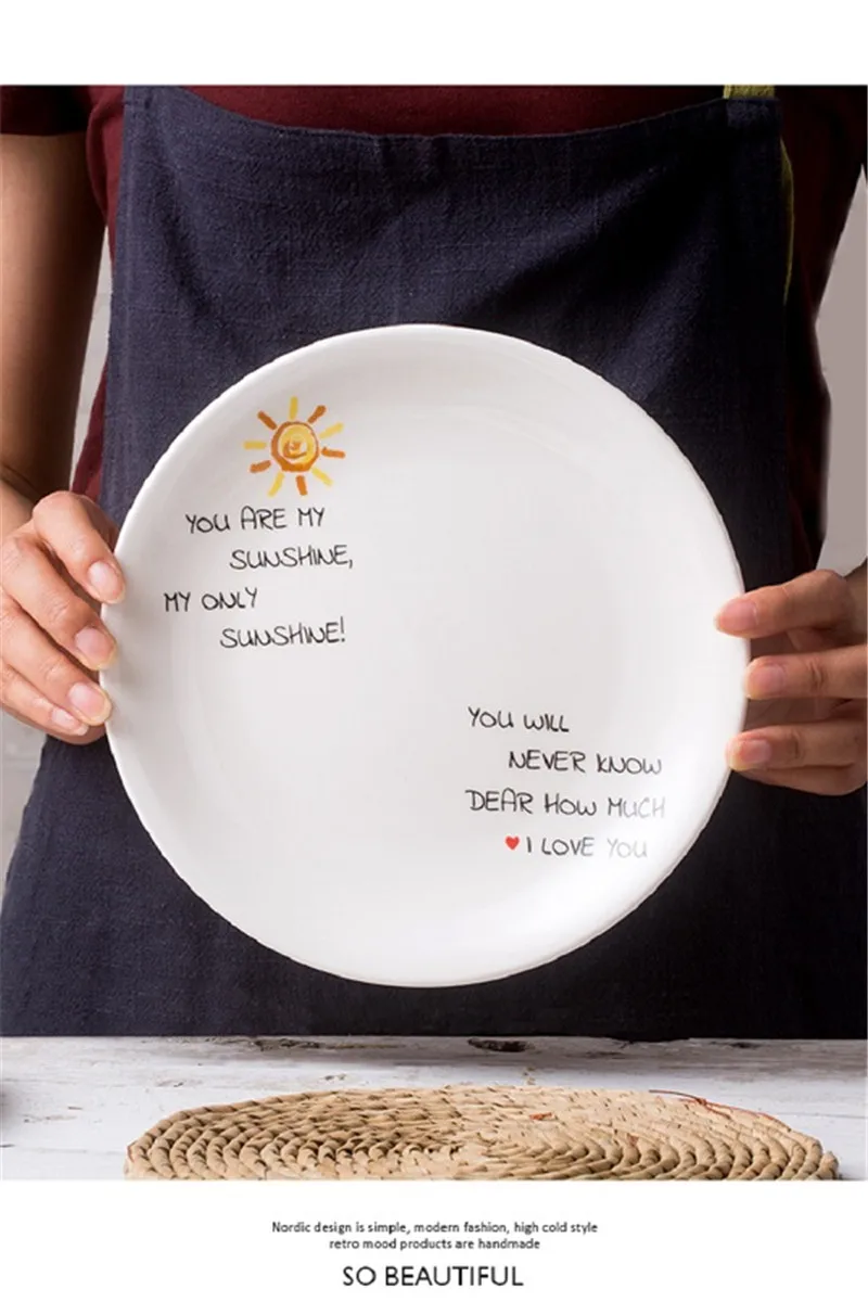 Western Cuisine Creative Steak Plate Breakfast Plate Round Style Plate Tableware 4