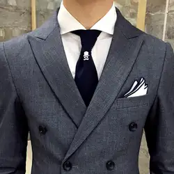 2018 самые последние модели брюк для костюма серые мужские костюмы пиджак с острыми лацканами двубортный смокинги деловой Свадебный костюм