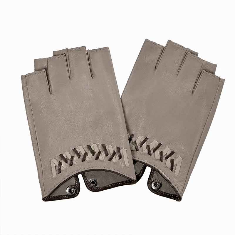 Женские плетеные перчатки из овечьей кожи без пальцев|leather gloves women|driving glovesfashion